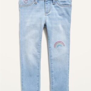Old Navy Light Blue Denim Ballerina Skinny Jean with Rainbow Embroidery
